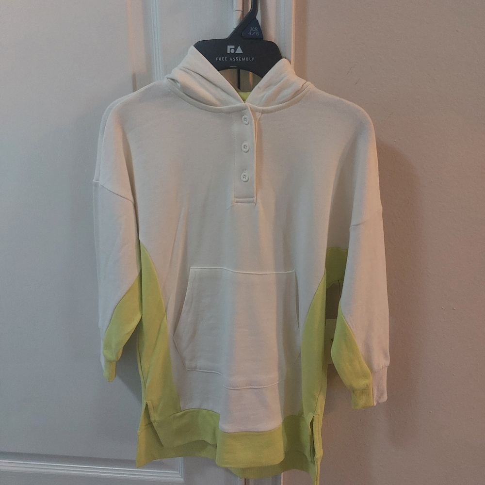 Free Assembly Girls Hoodie Dress Green and Cream Size XS 4/5 - Picture 10 of 10